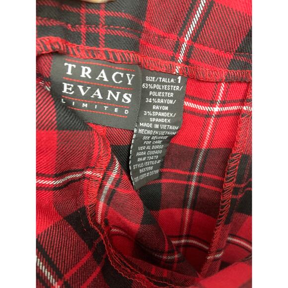 Womens Tracy Evans Ltd Red Plaid Pleated Mini Skirt with Black Belt Size 1 NWT - Picture 5 of 7